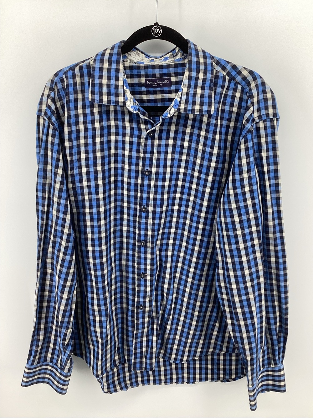 Marco Brunelli Blue Plaid Cotton Button-Down Shirt